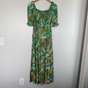 Betsey Johnson Tropical Smocked Sundress Size Small